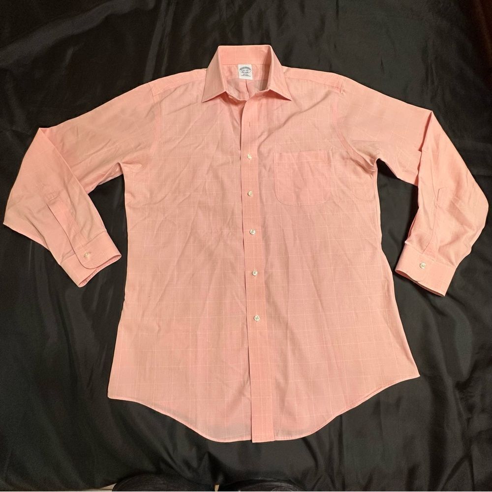 Brooks Brothers Pink Slim Fit Dress Shirt Classic Long-Sleeve Size 15.5 /34